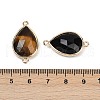 Natural Rose Quartz/Tiger Eyes/Crystal Quartz/Amethyst/Black Onyx/Synthetic Turquoise Faceted Connector Charms G-K347-04G-3
