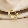 Flower Brass Micro Pave Clear Cubic Zirconia Cuff Rings for Women FS-WG9A424-01-4