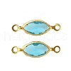 Brass Pave K9 Glass Connector Charms KK-Q059-01B-G-1