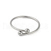 Non-Tarnish 304 Stainless Steel Round Ball Open Cuff Finger Rings for Women X-RJEW-C105-01P-2