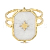 Ion Plating(IP) 304 Stainless Steel Enamel Rectangle with Star Cuff Finger Rings RJEW-L107-063G-01-2