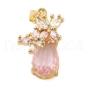 Rack Plating Brass Micro Pave Cubic Zirconia Pendants KK-P241-18G-05-1