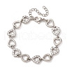 Brass Micro Pave Clear Cubic Zirconia Link Bracelets for Women BJEW-D342-03P-4