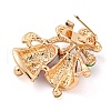 Christmas Theme Golden Zinc Alloy with Rhinestone Brooches JEWB-B018-01G-08-2