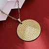 Flat Round 304 Stainless Steel Pendant Necklaces NJEW-M096-28G-4