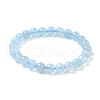 Natural Aquamarine Round Bead Stretch Bracelets for Men Women BJEW-U034-01C-04-4