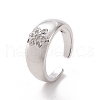 Clear Cubic Zirconia Flower Open Cuff Ring RJEW-H127-02P-1
