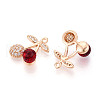 Brass Micro Pave Cubic Zirconia and Glass Pendants KK-T076-01KCG-2