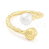 Rack Plating Textured Brass Open Cuff Rings KK-S371-07G-2
