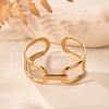 304 Stainless Steel Hollow Oval Cuff Bangles for Women BJEW-U032-01G-1