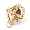 Natural Tiger Eye & Handmade Glass Seed Beaded Round Pendants PALLOY-MZ00471-5