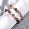 Natural Rutilated Quartz Round Beaded Stretch Bracelets for Men Women BJEW-G743-01E-1