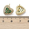 Heart Brass Micro Pave Cubic Zirconia Stud Earrings EJEW-M082-15G-4