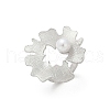 Brass with ABS Plastic Pearl Cuff Rings for Women RJEW-M075-01P-2