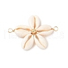 Natural Mixed Cowrie Shell Connector Charms PALLOY-JF03858-02-2