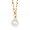 304 Stainless Steel & Plastic Pearl Teardrop Pendant Necklaces NJEW-JN05219-2