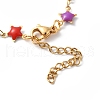 Enamel Star & Heart Link Chain Necklace NJEW-H169-02G-6