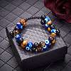 Natural Obsidian & Tiger Eye & Evil Eye Lampwork Braided Bead Bracelet BJEW-SW00001-20-3