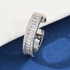 Brass Micro Pave Cubic Zirconia Cuff Rings for Women RJEW-F182-01P-2