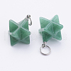 Natural Green Aventurine Pendants X-G-E398-02G-1
