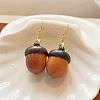 Pine Cone Brass Wood Dangle Earrings FS-WG23AF3-01-3