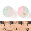 Frosted Baking Painted Crackle Glass Beads with Glitter Powder X1-DGLA-T004-01F-3