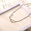 Luxury Stainless Steel Imitation Pearl Pendant Necklace for Daily Unisex Wear MC5017-2-1