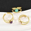316 Stainless Steel with Natural Mixed Gemstone Cuff Rings RJEW-Z098-01G-11-2