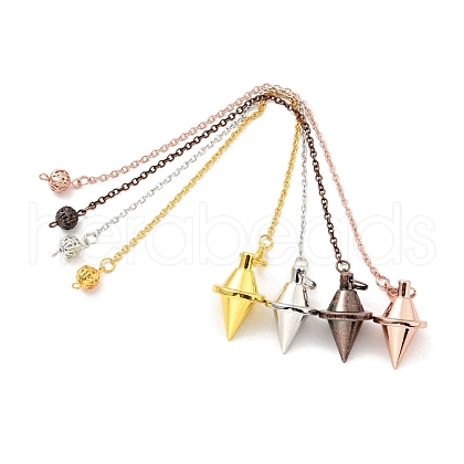Brass Cable Chain Pointed Dowsing Pendulums HJEW-D004-04-1