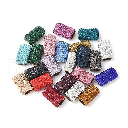 Rhinestone Clay Pave Brass Beads KK-P305-07C-G-1