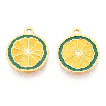 304 Stainless Steel Enamel Charms STAS-N112-05B-G-1