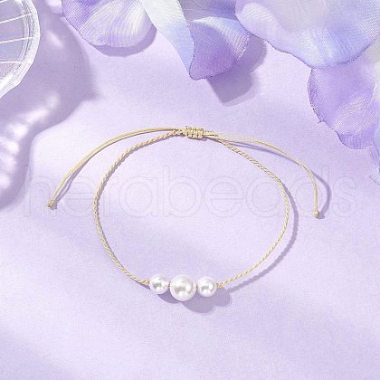 Shell Pearl Round Beaded Bracelets BJEW-JB11994-1