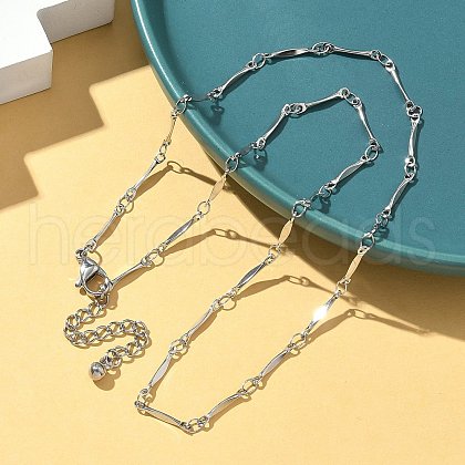 304 Stainless Steel Twisted Bar Chains Necklaces NJEW-JN05264-1