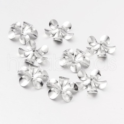 Tarnish Resistant Flower 5-Petal 316 Surgical Stainless Steel Bead Caps X-STAS-M257-01-1