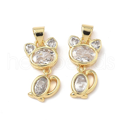 Brass Micro Pave Cubic Zirconia Pendants KK-Q068-02G-1