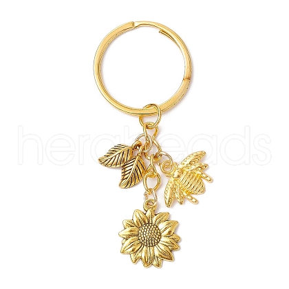 Sunflower & Bee Alloy Keychains KEYC-JKC01061-1