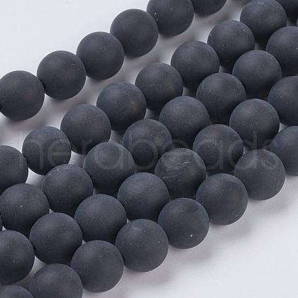Natural Black Agate Beads Strands X-G-G447-4A-1