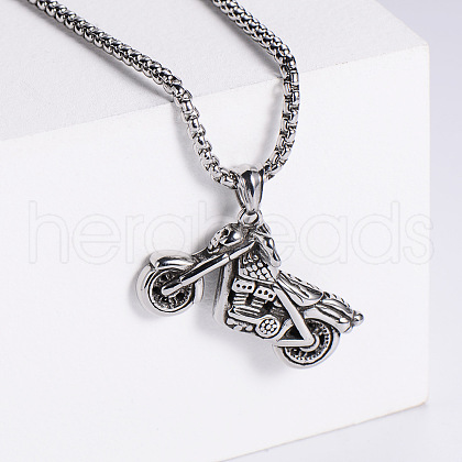 Retro Fashion Stainless Steel Motorcycle Pendant Punk Hip-hop Street Nightclub Necklace Jewelry DZ8441-1-1