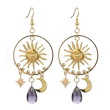 Sun & Moon & Star Alloy Chandelier Earrings EJEW-TA00329-1