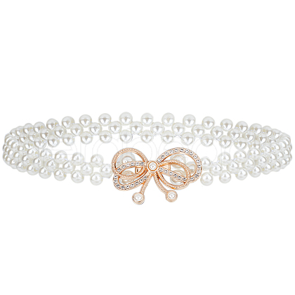 CRASPIRE 1Pc Acrylic Pearl Braided Stretch Chain Belts AJEW-CP0008-12B-1