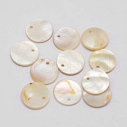Dyed Natural Flat Round Shell Pendant X-SHEL-P003-04E-1