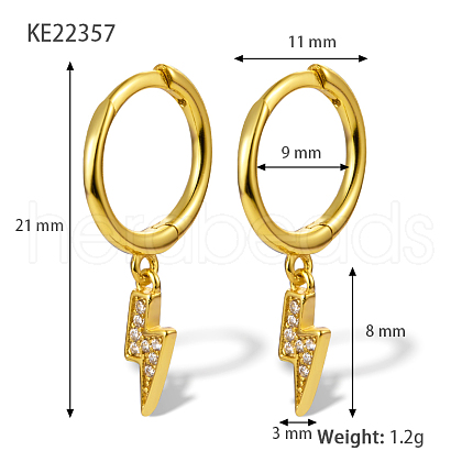 S925 Sterling Silver Cubic Zirconia Lightning Hoop Earrings OB5526-13-1