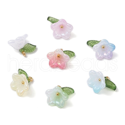 Acrylic Flower Charms PALLOY-TA00250-1