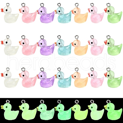 21Pcs 7 Styles Luminous Transparent Resin Pendants RESI-YW0001-82-1