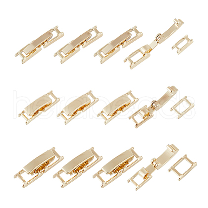 SUPERFINDINGS 12Pcs 3 Styles Brass Fold Over Clasps Sets FIND-FH0010-54-1