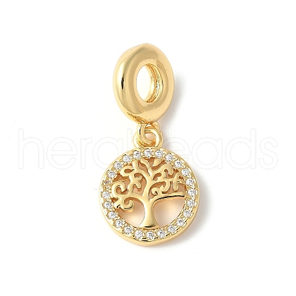 Brass Micro Pave Cubic Zirconia European Dangle Charms ZIRC-I071-18G-1