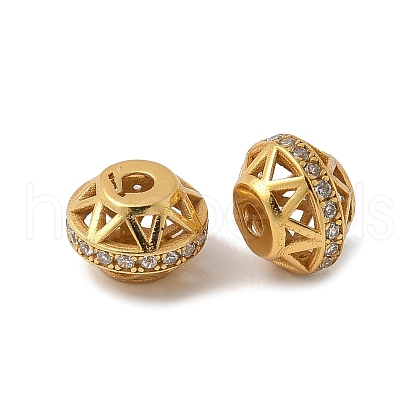 Matte Gold Color 925 Sterling Silver Micro Pave Cubic Zirconia Beads STER-R014-14G-1