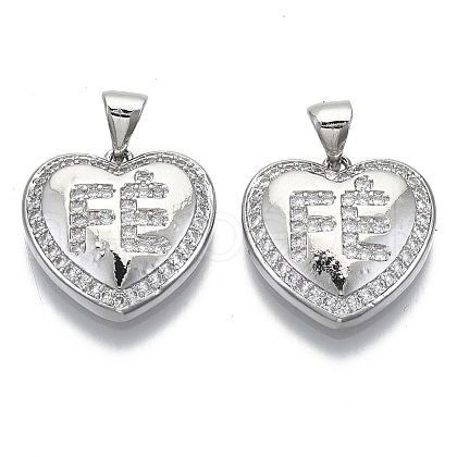 Brass Micro Pave Clear Cubic Zirconia Pendants ZIRC-N039-040B-NF-1