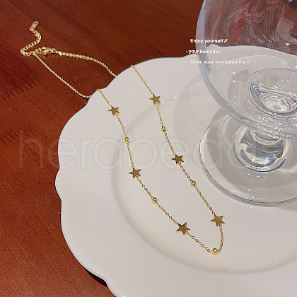 Star Stainless Steel Link Chain Necklaces for Women FS-WGDC653-04-1