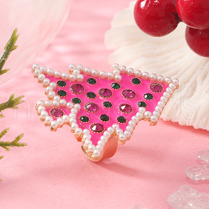 Unique Christmas Tree Alloy Rhinestone Cuff Rings HF0793-2-1